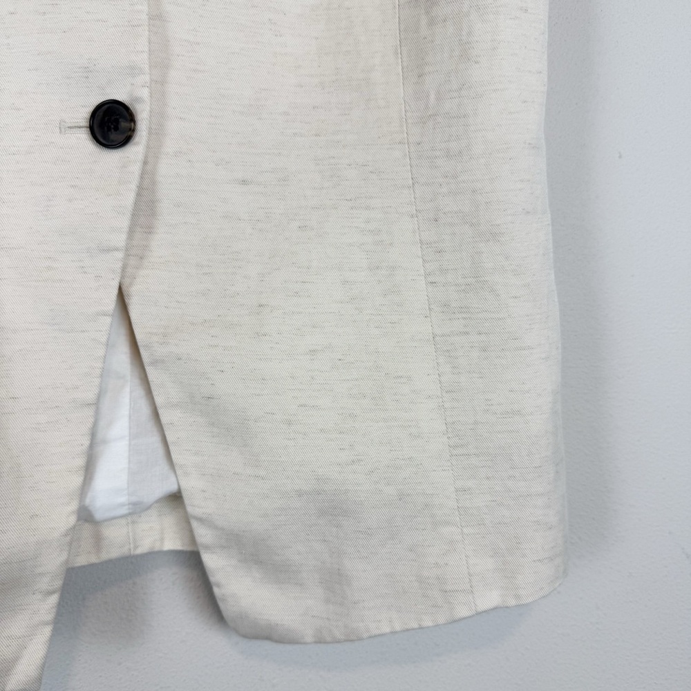 Madewell Crewneck Cutaway Vest in Drapey Twill Cream Linen Blend‎ Size 00 - Picture 9 of 14